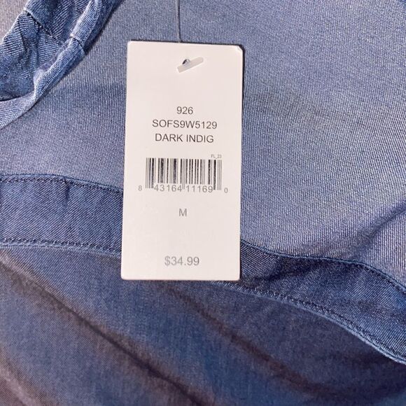 Dark indigo Denim Sleeveless Shirt Size Medium Pure Navy NWT - Picture 3 of 4